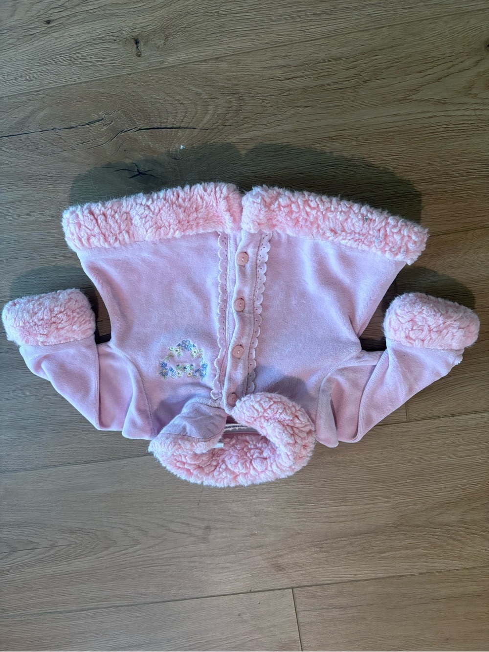 First Impressions Pale Pink Sherpa-Trim Baby Jacket